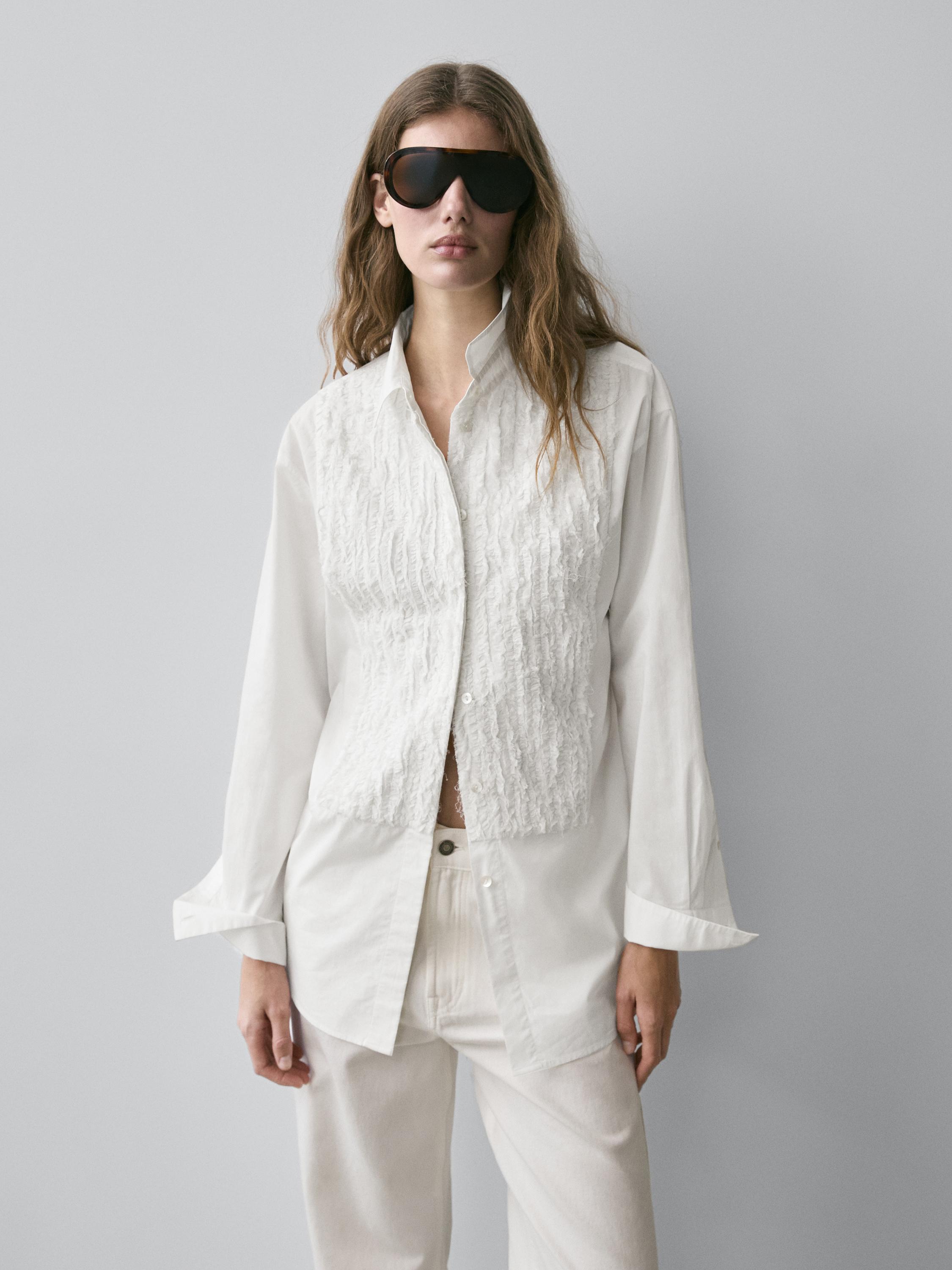 Chemise plastron avec broderies
